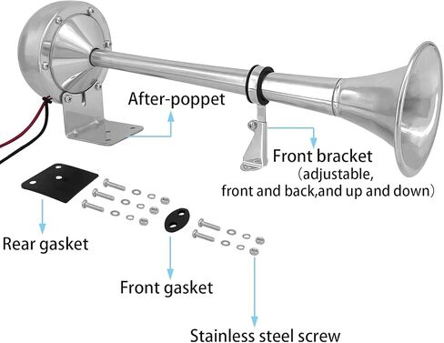 Boat Marine Single Trumpet Horn 12V Electric Stainless Steel Horn for Boats Ship Sailboat Yacht Off-Road Vehicle Truck SUV RV Vans Touring Car (silver single tone) in Kuwait