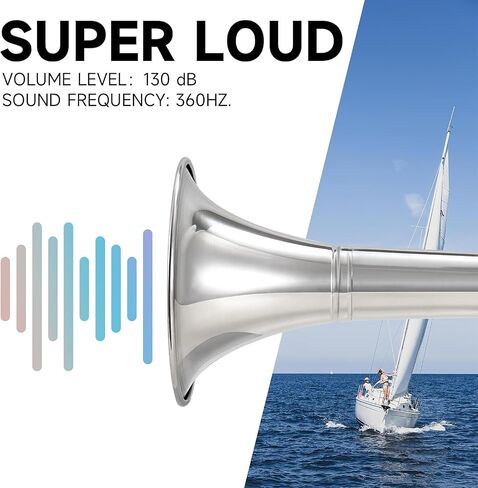 Boat Marine Single Trumpet Horn 12V Electric Stainless Steel Horn for Boats Ship Sailboat Yacht Off-Road Vehicle Truck SUV RV Vans Touring Car (silver single tone) in Kuwait