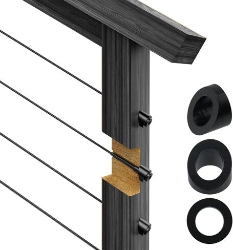 20 قطعة من موصلات حبل سلك الغسالة بزاوية 30 درجة، 3/8 بوصة أسود | 316 من الفولاذ المقاوم للصدأ، مجموعات درابزين كبل سطح السفينة لنهايات سلالم درابزين الكابلات، التطبيقات الداخلية أو الخارجية in Kuwait