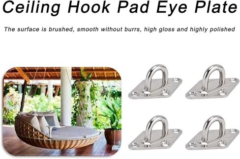 Tyenaza 4 Pack 304 Stainless Steel Eye Plate Rust Eye Plate Hook for Fix Ropes Steel Wires in Kuwait