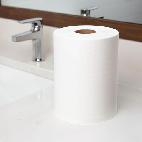 Sierra Hygiene 1-Ply White Roll Towels, 8" x 600’, Hardwound Universal Paper Towel Rolls for Commercial Restrooms, Restaurants, Schools & Offices, Case of 12 Rolls, Made in USA in Kuwait