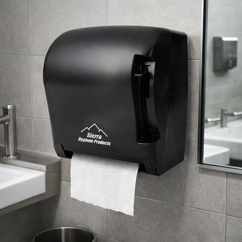 Sierra Hygiene 1-Ply White Roll Towels, 8" x 600’, Hardwound Universal Paper Towel Rolls for Commercial Restrooms, Restaurants, Schools & Offices, Case of 12 Rolls, Made in USA in Kuwait