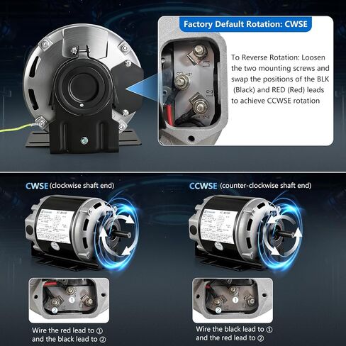 محرك مروحة ومنفاخ GF2024 1/4 HP 115V 1725 RPM 48 إطار محرك الحزام متوافق مع AO Smith/Century: GF2024، RB2024، Packard 45014، Emerson 8000، GE BF4701، USMotor: EM-2889، Marathon: B303، B206 in Kuwait