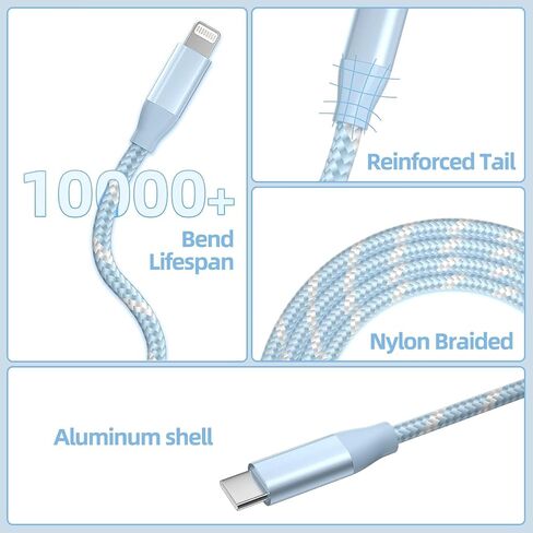 USB C to Lightning Cable 3 Pack 6FT Apple MFi Certified iPhone Fast Charger Fast Charging Type c to Lightning Cable for iPhone 14 13 12 11 Pro Max Xr Xs 8 and More in Kuwait