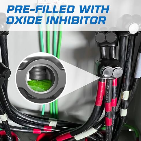 OHLECTRIC Heavy-Duty Insulated Wire Connectors (12-Pack) 2-Port Single Side Entry Electrical Lugs for 2-14 AWG Wire Range, 5/32 Hex Screw, Pre-Filled Oxide Inhibitor, Copper & Aluminum Wires UL Listed in Kuwait