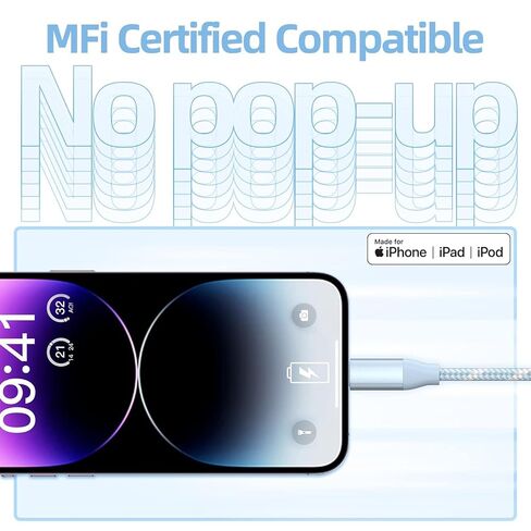 USB C to Lightning Cable 3 Pack 6FT Apple MFi Certified iPhone Fast Charger Fast Charging Type c to Lightning Cable for iPhone 14 13 12 11 Pro Max Xr Xs 8 and More in Kuwait