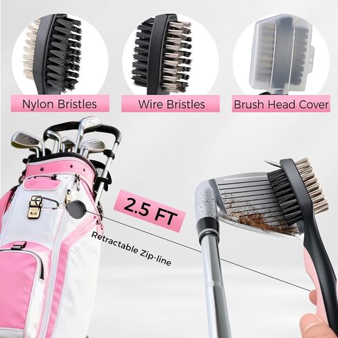 Pink Golf Accessories for Women, Acrylic Paint Ink 16 Pcs Golf Essentials Kit - Golf Club Brush & Golf Towel, Tee & Ball Holder for Bag, Divot Tool & Ball Maker, Golf Club Cleaning Kit - Golf Gifts in Kuwait