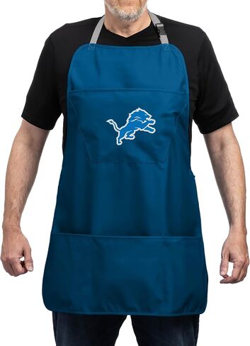 Team Sports America NFL Detroit Lions Cooking Aprons for Men and Women with Adjustable Straps and Pockets in Kuwait