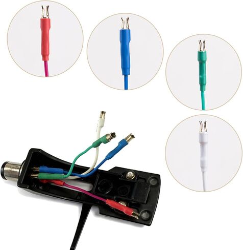 ZORZA 8Pcs Turntable Cartridge Headshell Lead Wires with Dual-Spring Clip Connector Phonograph Record Player Accessories 4 Color-Coded Cables for Phono Tonearm in Saudi Arabia