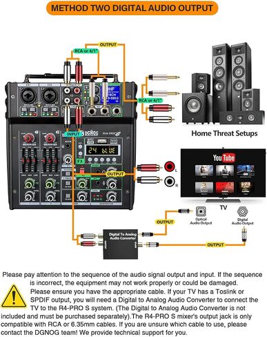 R4-PROS 4 Channel Karaoke Mixer with 2 Wireless Microphones, Bluetooth Audio Mixer Sound Board, Independent Dual Mic Volume Control, USB Mixer for Home KTV, Party, Live Streaming, Podcast in Kuwait