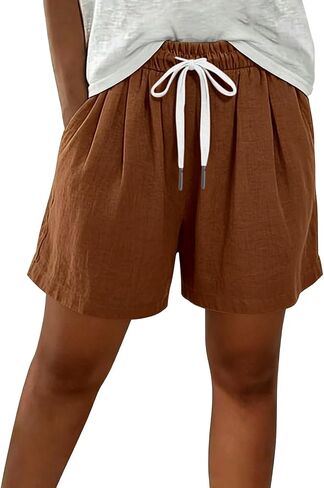 ABABC Women's Summer Shorts Elastic Waist Textured Fabric Short Drawstring Lightweight Breathable Casual Short Pants in Kuwait