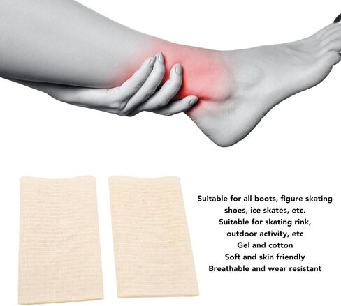 2pcs Soft Elastic Ankle Gel Sleeves, Skate Ankle Compression Sleeve Protector for Figure Skating, Ice Hockey, Roller Skating, Ski Boots & Equestrian Use in Kuwait