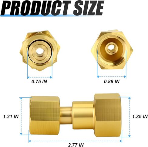 MEANLIN MEASURE 2Pcs Brass CGA-320 to CGA-580 Cylinder Adaptor, Gas Tank Adapter with Nylon Washer, CO2 Carbon Dioxide to Argon Flowmeter for CO2 Tank Welding Gas Regulator Flow Meter, 15MPa Rated in Kuwait