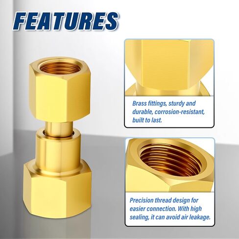 MEANLIN MEASURE 2Pcs Brass CGA-320 to CGA-580 Cylinder Adaptor, Gas Tank Adapter with Nylon Washer, CO2 Carbon Dioxide to Argon Flowmeter for CO2 Tank Welding Gas Regulator Flow Meter, 15MPa Rated in Kuwait