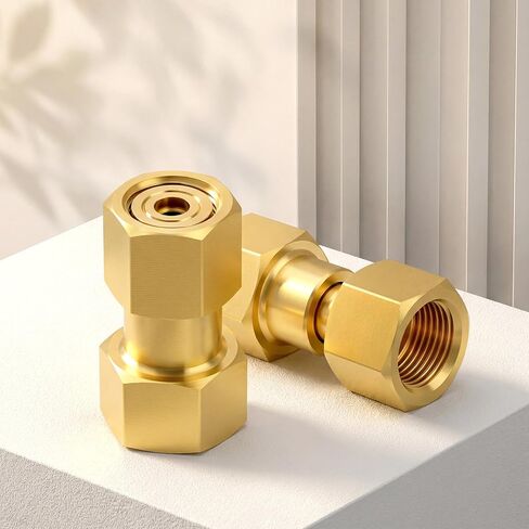 MEANLIN MEASURE 2Pcs Brass CGA-320 to CGA-580 Cylinder Adaptor, Gas Tank Adapter with Nylon Washer, CO2 Carbon Dioxide to Argon Flowmeter for CO2 Tank Welding Gas Regulator Flow Meter, 15MPa Rated in Kuwait