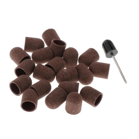 21 Pieces Nail Art Sanding Sanding Sleeves Manicure Sanding Bands for Surface Work and Cuticle Area, Brown, 10 x 15mm in Kuwait