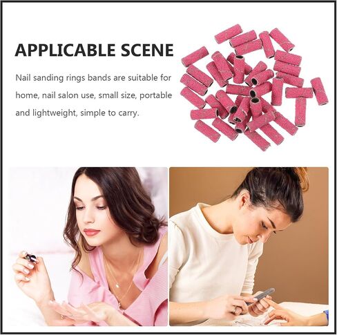 Artibetter 50 Pcs Nail Sanding Bands for Manicure Mini Sanding Rings for Nail Drill Bits Lightweight Tungsten Steel Material Suitable for Grinding Acrylic for Home in Kuwait