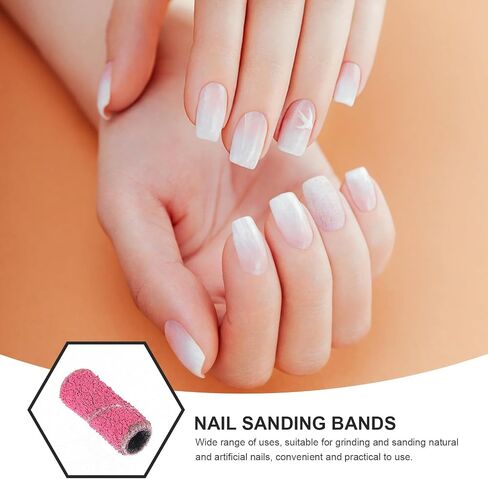 Artibetter 50 Pcs Nail Sanding Bands for Manicure Mini Sanding Rings for Nail Drill Bits Lightweight Tungsten Steel Material Suitable for Grinding Acrylic for Home in Kuwait
