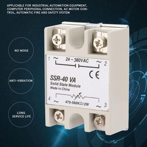 SSR-40VA مرحل الحالة الصلبة 24-380 فولت تيار متردد - بدون تبديل شرارة للأتمتة الصناعية، وحدة التحكم في درجة الحرارة والتحكم في المحرك، تصميم مضغوط in Kuwait