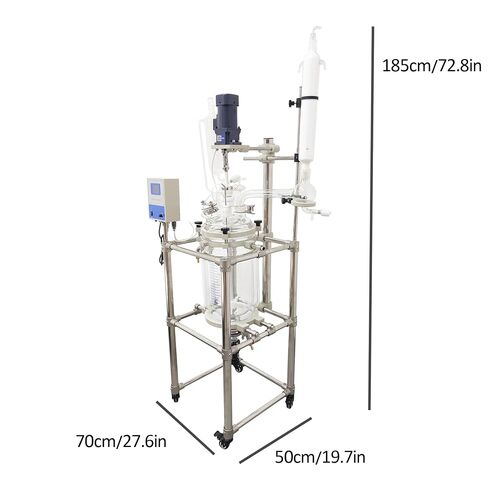 TECHTONGDA 10L Double-Layer Glass Reactor 110V Laboratory Jacketed Reactor with Digital Display, 0-500 RPM Chemical Reaction Vessel for Reaction Distillation in Kuwait