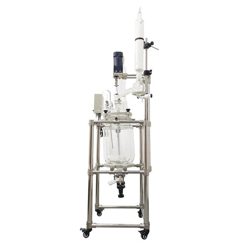 TECHTONGDA 10L Double-Layer Glass Reactor 110V Laboratory Jacketed Reactor with Digital Display, 0-500 RPM Chemical Reaction Vessel for Reaction Distillation in Kuwait