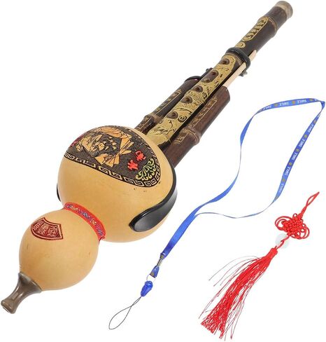 Natural Hulusi C Key Double Pipes Traditional Chinese Wind Instrument for Beginners and Students, Hand-Carved Cucurbit, Durable Alloy Reed, Pure Soothing Sound for Music Lovers in Kuwait