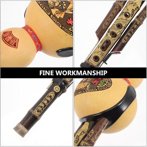 Natural Hulusi C Key Double Pipes Traditional Chinese Wind Instrument for Beginners and Students, Hand-Carved Cucurbit, Durable Alloy Reed, Pure Soothing Sound for Music Lovers in Kuwait