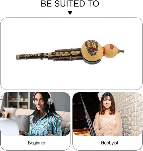 Natural Hulusi C Key Double Pipes Traditional Chinese Wind Instrument for Beginners and Students, Hand-Carved Cucurbit, Durable Alloy Reed, Pure Soothing Sound for Music Lovers in Kuwait