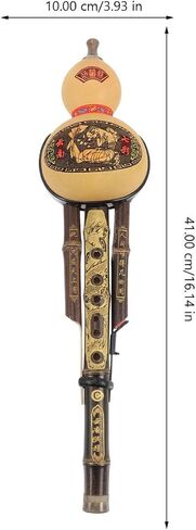 Natural Hulusi C Key Double Pipes Traditional Chinese Wind Instrument for Beginners and Students, Hand-Carved Cucurbit, Durable Alloy Reed, Pure Soothing Sound for Music Lovers in Kuwait