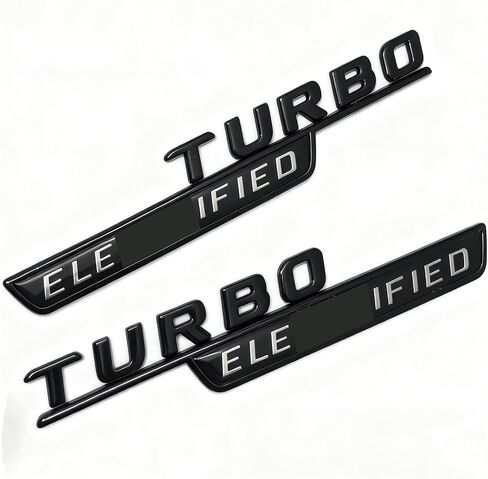 شارة شعار Turbo Electrified، لمسة نهائية من الكروم والأسود، شعار جانبي للمركبة لـ C43 GLC43 GT43، بلاستيك (طلاء الكروم المكهرب Turbo) in Kuwait