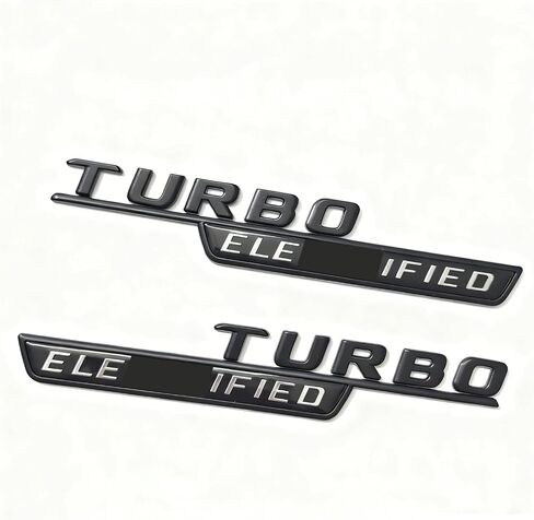 شارة شعار Turbo Electrified، لمسة نهائية من الكروم والأسود، شعار جانبي للمركبة لـ C43 GLC43 GT43، بلاستيك (طلاء الكروم المكهرب Turbo) in Kuwait