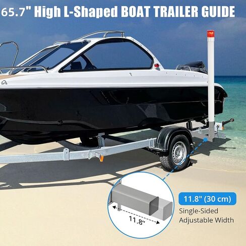 Adjustable 60" Boat Trailer Guide Poles with Lights, 2PCS Rustproof Galvanized Steel with PVC Protection, 63" Height, Flexible Installation for Easy Loading of Ski, Fishing & Sailboats in Kuwait