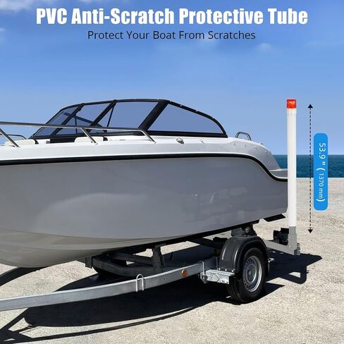 Adjustable 60" Boat Trailer Guide Poles with Lights, 2PCS Rustproof Galvanized Steel with PVC Protection, 63" Height, Flexible Installation for Easy Loading of Ski, Fishing & Sailboats in Kuwait