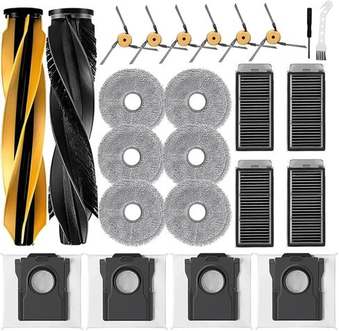 مجموعة ملحقات بديلة L60 لقطع غيار المكنسة الكهربائية الروبوتية Dreame L60 Ultra/L60 Pro Ultra/L60 Ultra PE. 2 فرشاة رئيسية، 4 فلتر هيبا، 6 وسادة ممسحة، 6 فرش جانبية، 4 أكياس غبار، 1 فرشاة in Kuwait