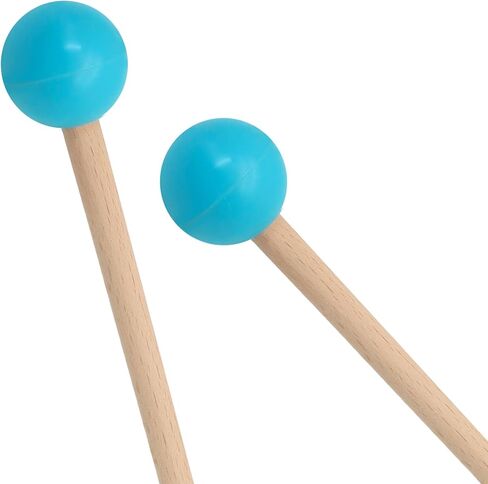 زوج واحد من مطارق طبلة اللسان الفولاذية من Luomorgo لـ Glockenspiel وXylophone - مطرقة قرع بمقبض خشبي مقاس 14.5 بوصة مع رأس مطاطي لعصا الجرس، أسود in Kuwait