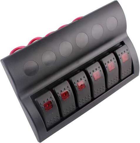12V 6 Gang Car Boat Switch Panel Waterproof Auto Fuses With LED Indicators Rocker IP68 in Kuwait