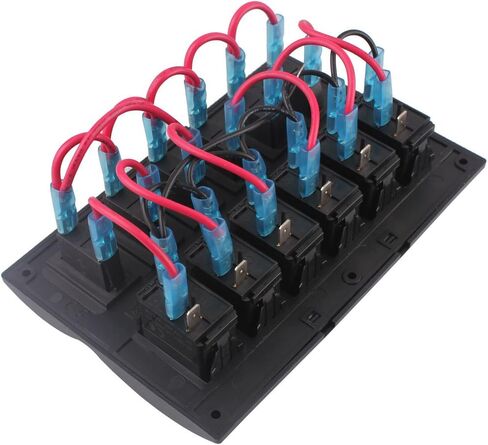 12V 6 Gang Car Boat Switch Panel Waterproof Auto Fuses With LED Indicators Rocker IP68 in Kuwait