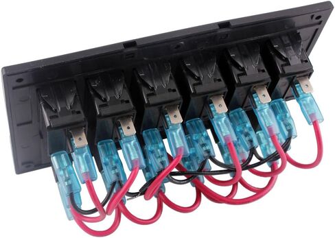 12V 6 Gang Car Boat Switch Panel Waterproof Auto Fuses With LED Indicators Rocker IP68 in Kuwait