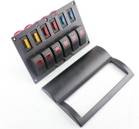 12V 6 Gang Car Boat Switch Panel Waterproof Auto Fuses With LED Indicators Rocker IP68 in Kuwait