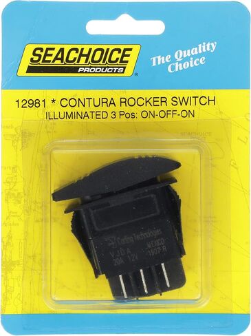 Seachoice Illuminated Contura Rocker Switch, On/Off/On, Black in Kuwait