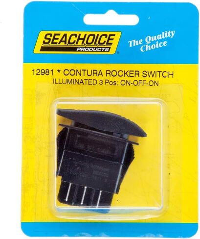 Seachoice Illuminated Contura Rocker Switch, On/Off/On, Black in Kuwait