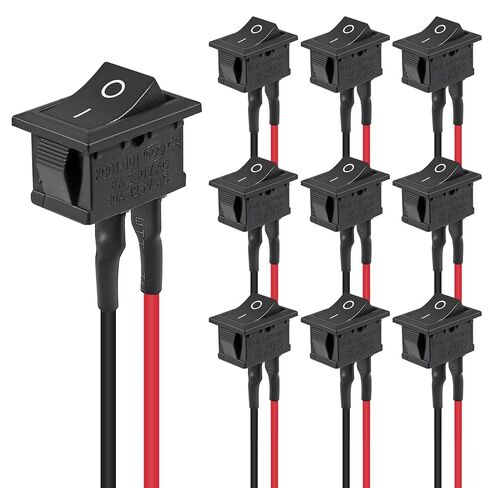 10 قطعة 12 فولت الروك التبديل التيار المتناوب 6A/250 فولت 10A/125 فولت SPST 2 دبوس 2 موقف تشغيل/إيقاف تبديل التبديل لسيارة قارب السيارات RV (2 دبوس 2 موقف) in Kuwait