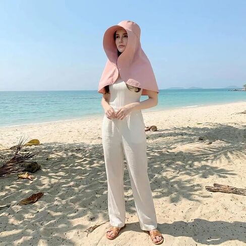 Women's Sun Hat 3-in-1 Wide Brim with UPF Protection, Neck Cover and Ponytail Hole for Outdoor Vacation in Kuwait