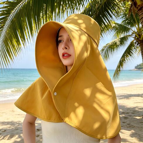 Women's Sun Hat 3-in-1 Wide Brim with UPF Protection, Neck Cover and Ponytail Hole for Outdoor Vacation in Kuwait