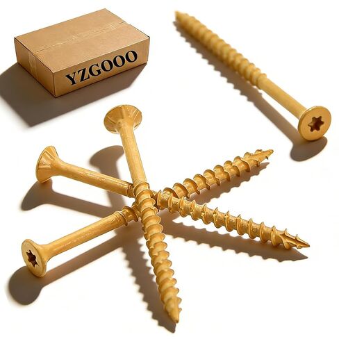 1-1/2 Inch Torx Construction Wood Screws#8×1-1/2, Exterior Deck & Outdoor Structural Long Screws, Rust Resistant Fence Screws with T25 Bit Tool, Tan, Box, 120 Pieces (120, Tan, #8×1-1/2＂) in Kuwait