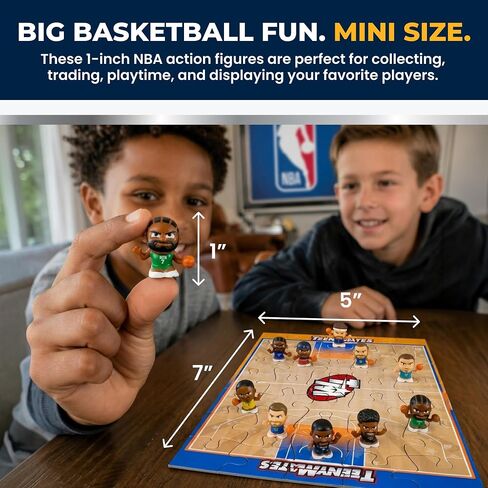 مجموعة هدايا شخصيات الحركة من Party Animal TeenyMates NBA لكرة السلة، 2026 أساطير مع لغز ملعب كرة السلة و12 شخصية TeenyMates in Kuwait