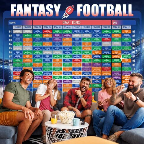 مجموعة Fantasy Football Draft Board 2026-2027 - 12 فريقًا، 20 جولة، أكثر من 600 ملصق لاعب وملصقات فارغة، مبتدئون محدثون وجدول مسودة لحفلات المسودة المباشرة in Kuwait