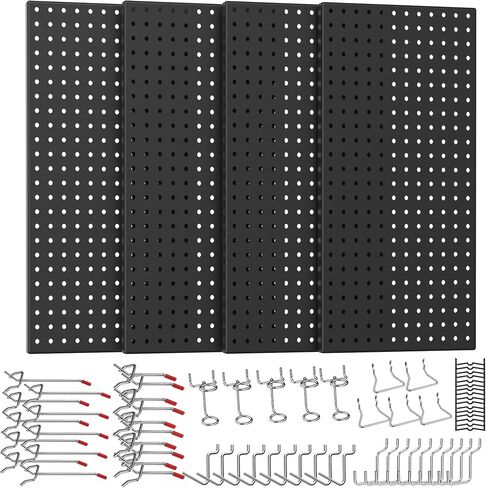 4 قطع من ألواح الألواح المعدنية من Ultrawall مع خطافات، منظم أدوات حائط Pegboard للجراج، 84 قطعة من ألواح الأوتاد مع الملحقات، 24 بوصة × 12 بوصة in Kuwait