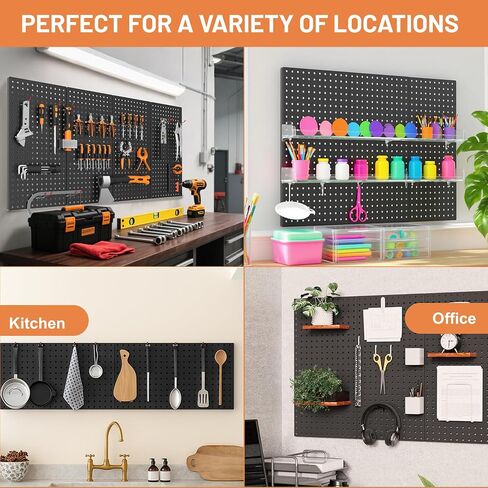 4 قطع من ألواح الألواح المعدنية من Ultrawall مع خطافات، منظم أدوات حائط Pegboard للجراج، 84 قطعة من ألواح الأوتاد مع الملحقات، 24 بوصة × 12 بوصة in Kuwait