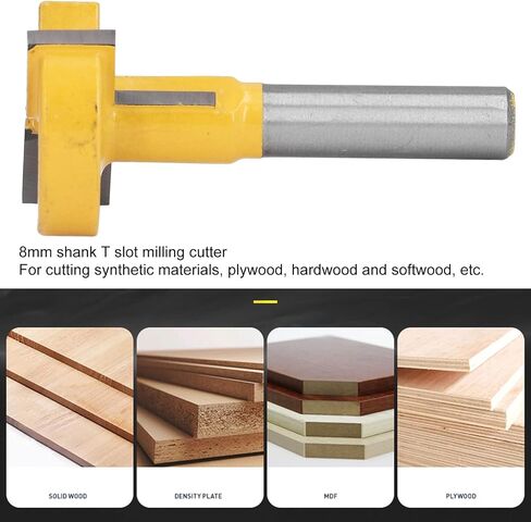 8mm Shank T Slot Router Bit Durable Alloy Blade Wood Groove Milling Cutter CNC Engraving Tool for Various Usages in Kuwait
